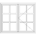 Line drawing of the BC2 Small-Pane Window With Burglar Guard 1103 mm x 94 mm showing its layout
