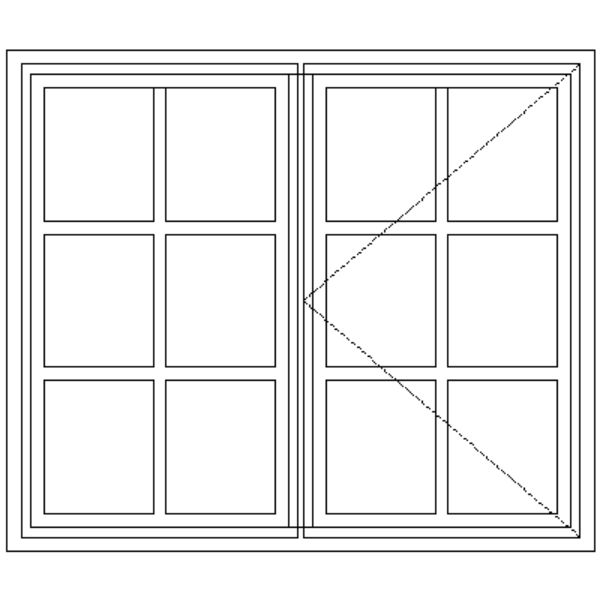Line drawing of the BC2 Small-Pane Window With Burglar Guard 1103 mm x 94 mm showing its layout