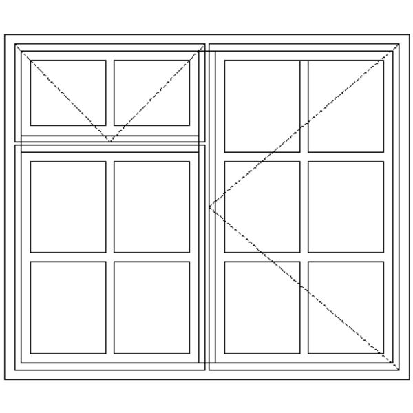 Picture of the BC2F Small-Pane Window With Burglar Guard 1103 mm x 94 mm showing its layout