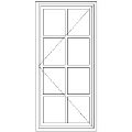 Drawing showing the layout of the WD1 Small-Pane Passivated Steel Window 540 mm x 119 mm