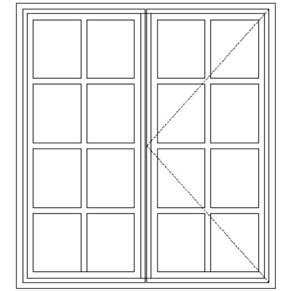 Line drawing showing the layout of the WD2 Small-Pane Passivated Steel Window 1060 mm x 119 mm