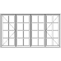 Line drawing showing the layout of the WD22 Small-Pane Passivated Steel Window 2100 mm x 119 mm