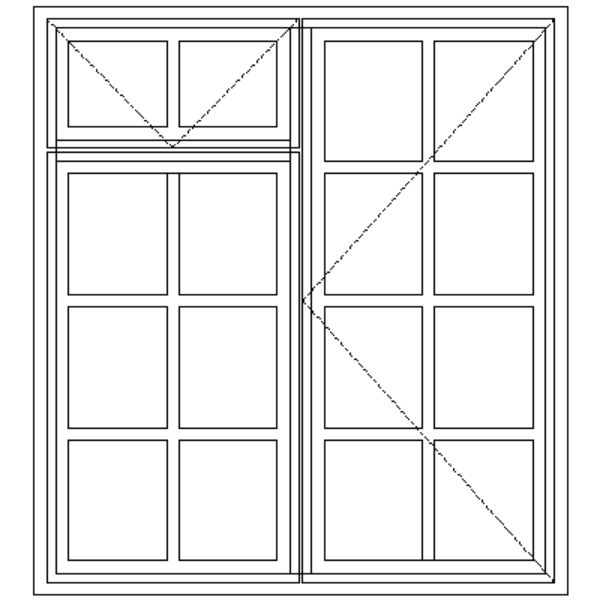 Line diagram of the WD2F Small-Pane Passivated Steel Window 1060 mm x 119 mm showing its layout