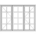 Line drawing of the WD4 Small-Pane Passivated Steel Window 1580 mm x 119 mm showing its layout