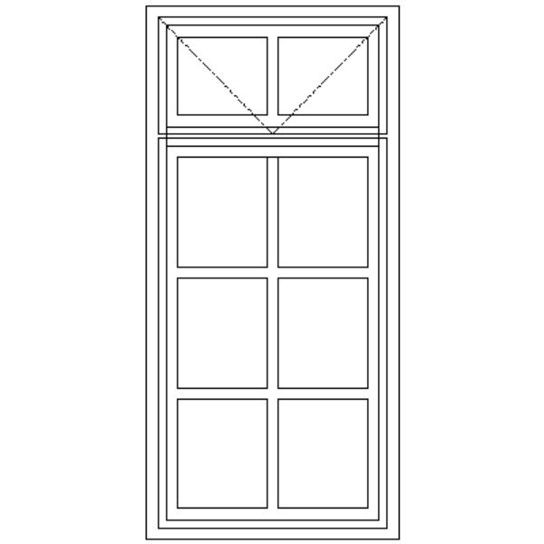 Line drawing showing the layout of the WD5F Small-Pane Passivated Steel Window 540 mm x 119 mm