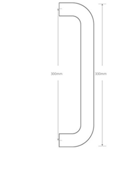 Diagram of Stainless Steel D Pull handle | 32x300x332mm | Doorsdirect