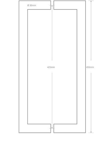 432mm Back to Back Round Section Stainless Steel Handles Technical Drawing Image