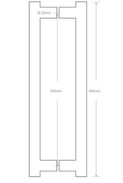 Back To Back Stainless Steel T Pull Handles Technical Drawing Image