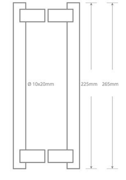 Pair of Back to Back Oblong Section Stainless Steel Handles Technical Drawing Image