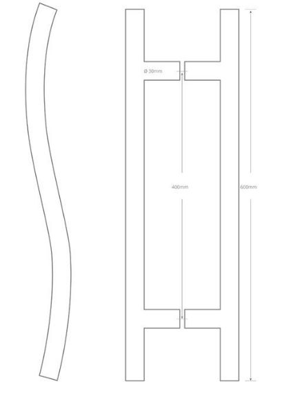 S Pull Handle | Technical Drawing Of An S Pull Handle | Doors Direct 