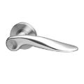 Image of a Pair of Solid MOROMBE Lever Handles in a Satin Finish