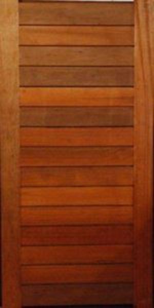 Picture of the Meranti Horizontal Slatted Pivot Door, measuring 1200mm x 2032mm 