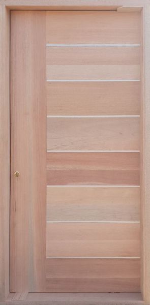 Picture of Semi Solid Horizontal Slatted AL Pivot Door Pre-Hung in Frame 1200 X 2032